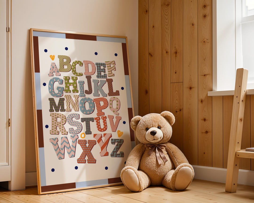 ABC Alphabet Poster for Kids Room, Educational ABC Wall Art, Vintage ...