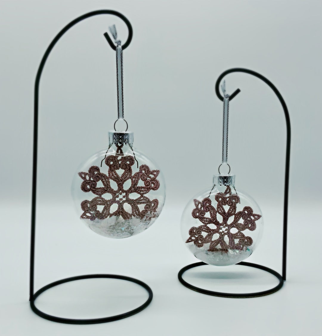 Light Dusty Rose Embroidered Lace Star Snowflake With Snow Ornament - Etsy
