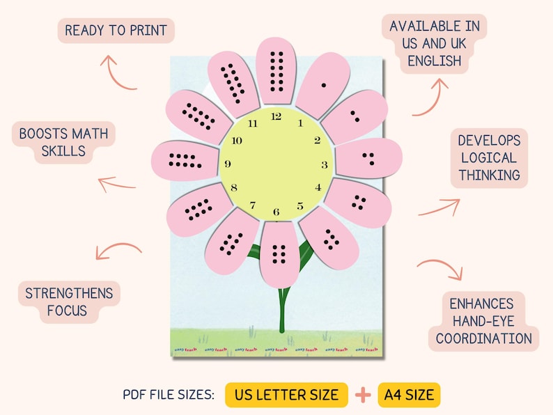 Logic Math Problems Flower Printable Math Game for Kids | Number Matching and Addition Subtraction ...