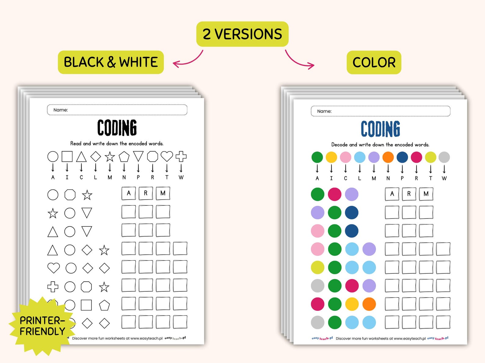 Printable Coding Worksheets for Kids | Logic and Literacy Activities ...