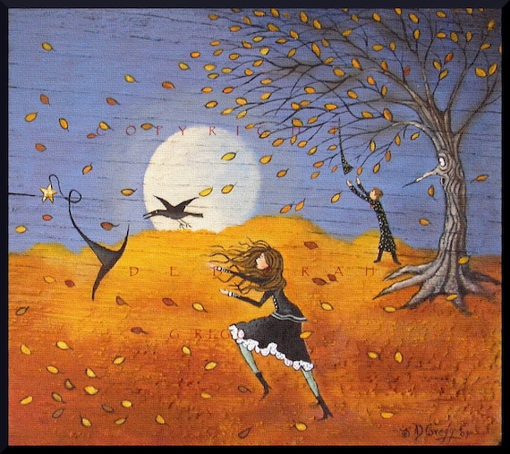 Cozy Witch Art PRINT, Small Witch Painting, Halloween Art Witch Decor, It Takes What It Will by Deborah Gregg