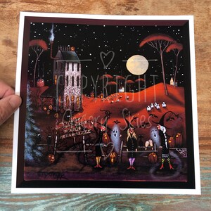 The Halloween Glee Club, a small Witch Halloween PRINT by Deborah Gregg image 2