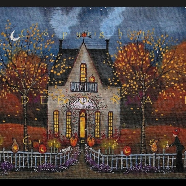 Halloween Night, Company's Coming!  A Halloween Autumn Tearoom Print by Deborah Gregg