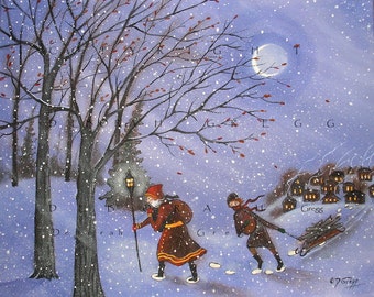 Shall Yourselves Find Blessing, a Snowy Winter Christmas PRINT by Deborah Gregg