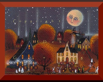 I Think That's A Real Witch, a Tiny Witch Trick or Treat Halloween PRINT by Deborah Gregg