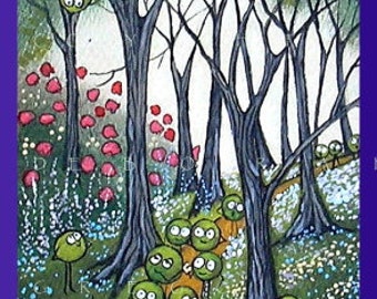 Spring Peas Take A Field Trip, a PRINT aceo size by Deborah Gregg