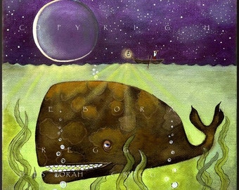 What You Dont See, a Whale Ocean Moon Print by Deborah Gregg