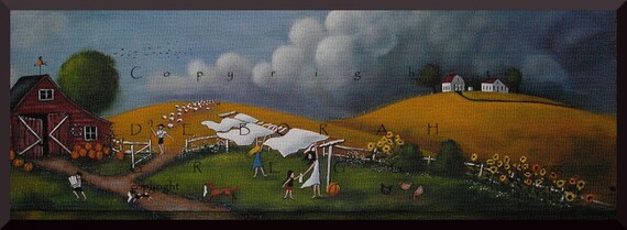 Storm Coming A Small Autumn Laundry Line Sheep Barn Print By Etsy