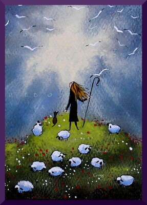 You Are Loved, a Tiny ACEO Shepherdess God's Love PRINT by Debora…