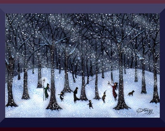 Just Stay Together, a tiny Winter Snow Storm Woods Print by Deborah Gregg