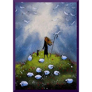 Sei amata, una piccola pastorella ACEO, God's Love Cottage Core PRINT di Deborah Gregg