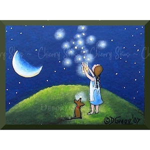 Freedom For Fireflies, a Tiny Aceo Firefly PRINT by Deborah Gregg