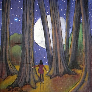 In The Light a small Woods Moon Night Print by Deborah Gregg