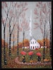 Pumpkins For Pie, a small Autumn Pumpkin Fall Leaves Red Umbrella PRINT by Deborah Gregg 