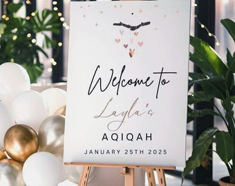 Aqiqah Welcome Sign: Minimalist Islamic Baby Decor (Digital Download)