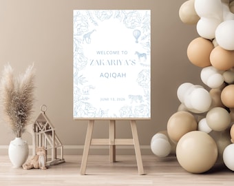 Aqiqah Welcome Sign Boy: Islamic Baby Decor (Digital Download)