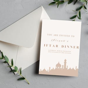 Beige Iftar Dinner Party Invitation: Ramadan Kareem (Digital Download)