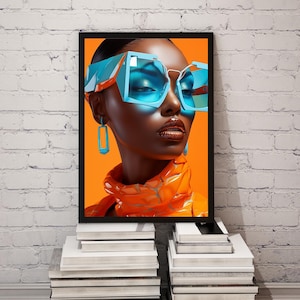 Large Futuristic Bold Neon Glam Fashion Cyberpunk Contemporary Vibrant