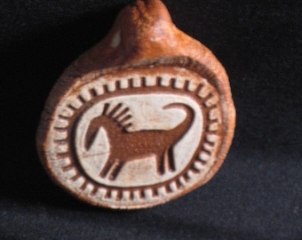 Not a Horse Rock Art Pictograph Clay Pendant