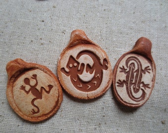 Frog, Fat Lizard, and Double Lizard Rock Art Pendants