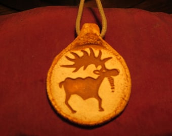 Moose Rock Art Jewelry Pendant Ceramic Necklace