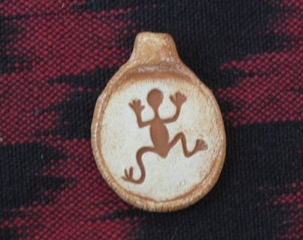 Frog Rock Art Petroglyph Ceramic Pendant