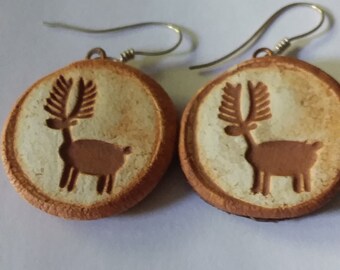 Small Deer Petroglyph Rock Art Earrings