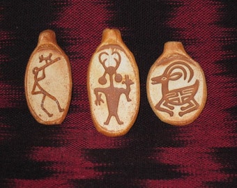 Trio of Three Rock Art Pendants