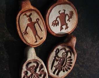 Assortment of Four Shaman Male Figure Rock Art Pendants