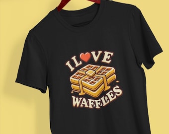 I Love Waffles Tee - Unisex Short Sleeve Dessert Shirt
