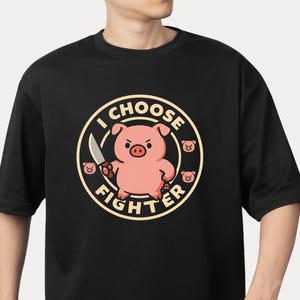 Camiseta de cerdo luchador, camiseta de tocino, linda camiseta de dibujos animados de cerdito, divertida camiseta de cerdo, jersey unisex de manga corta, ropa de mascota