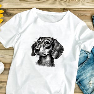 Camiseta unisex con ilustración de perro salchicha: diseño de caricatura de cachorro adorable, cara de amigo canino, regalo para amantes de los perros, amantes de los animales