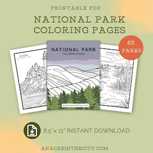 National Park Coloring Pages | 63 Unique Park Designs | Nature-Inspired Activity for Kids & Adults