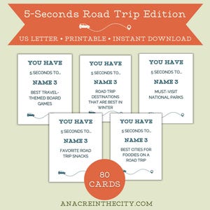 Travel Game Road Trip 5 Second Game Travel Game Printable Road Trip Game Road Trip Printable Think Fast Game