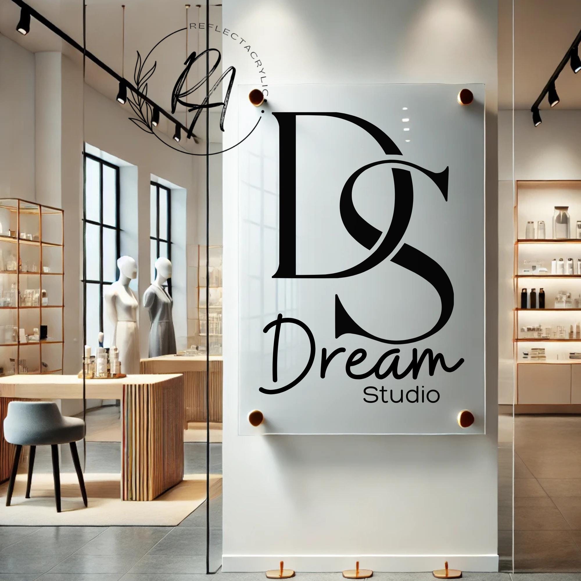 Dream Studio Waiting Room Sign - Elegant Acrylic Wall Display | Sleek ...