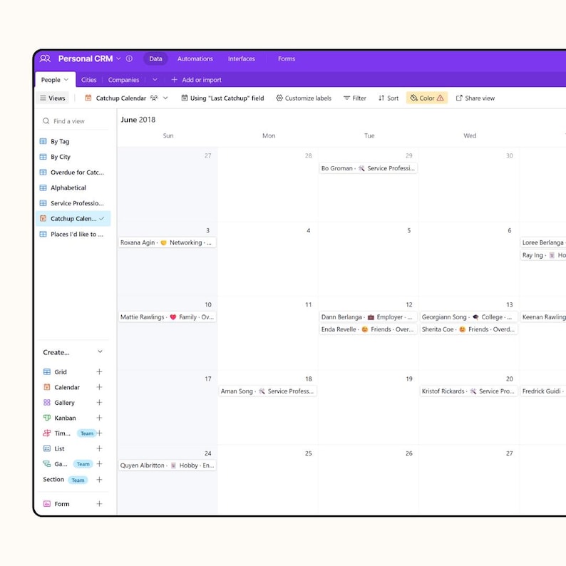 Personal CRM Template for Airtable Contact Manager to Grow & Organize
