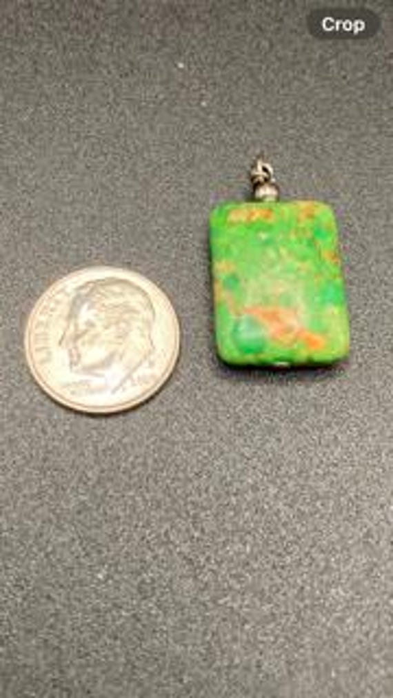 Mojave Green Turquoise Rectangular Stone Pendant … - image 2