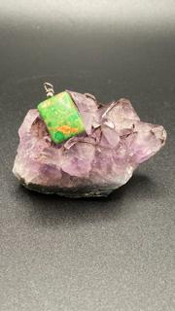 Mojave Green Turquoise Rectangular Stone Pendant … - image 3