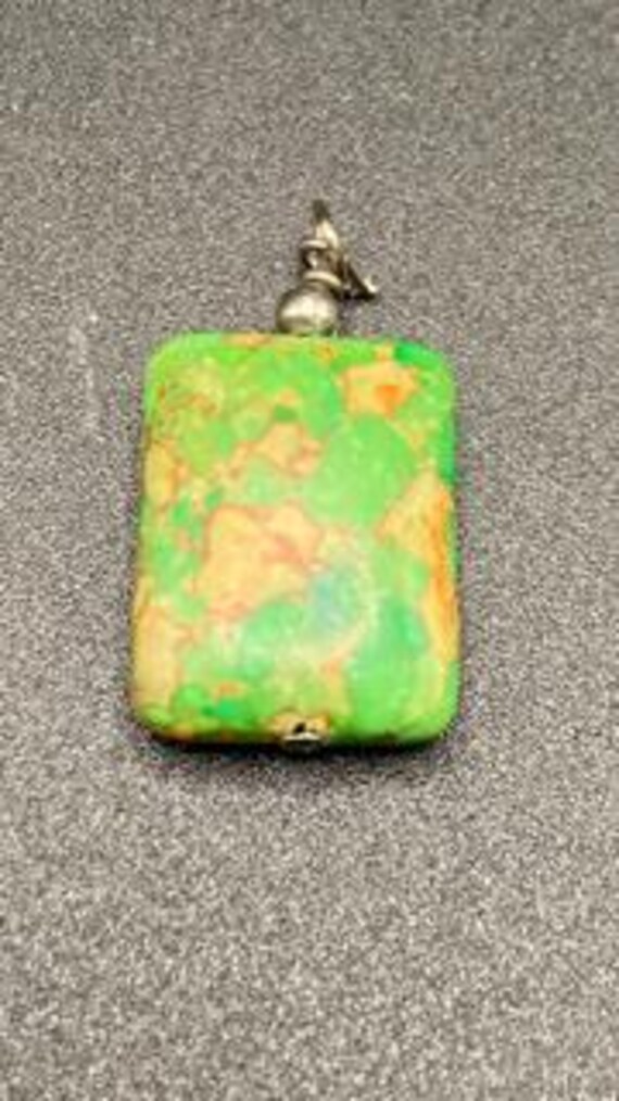Mojave Green Turquoise Rectangular Stone Pendant … - image 1