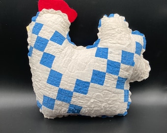 Handmade patchwork chicken pillow