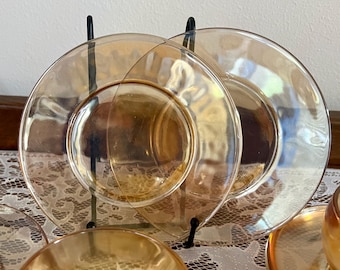 Mid Century Jeanette Glass Iridescent Marigold Anniversary Pattern