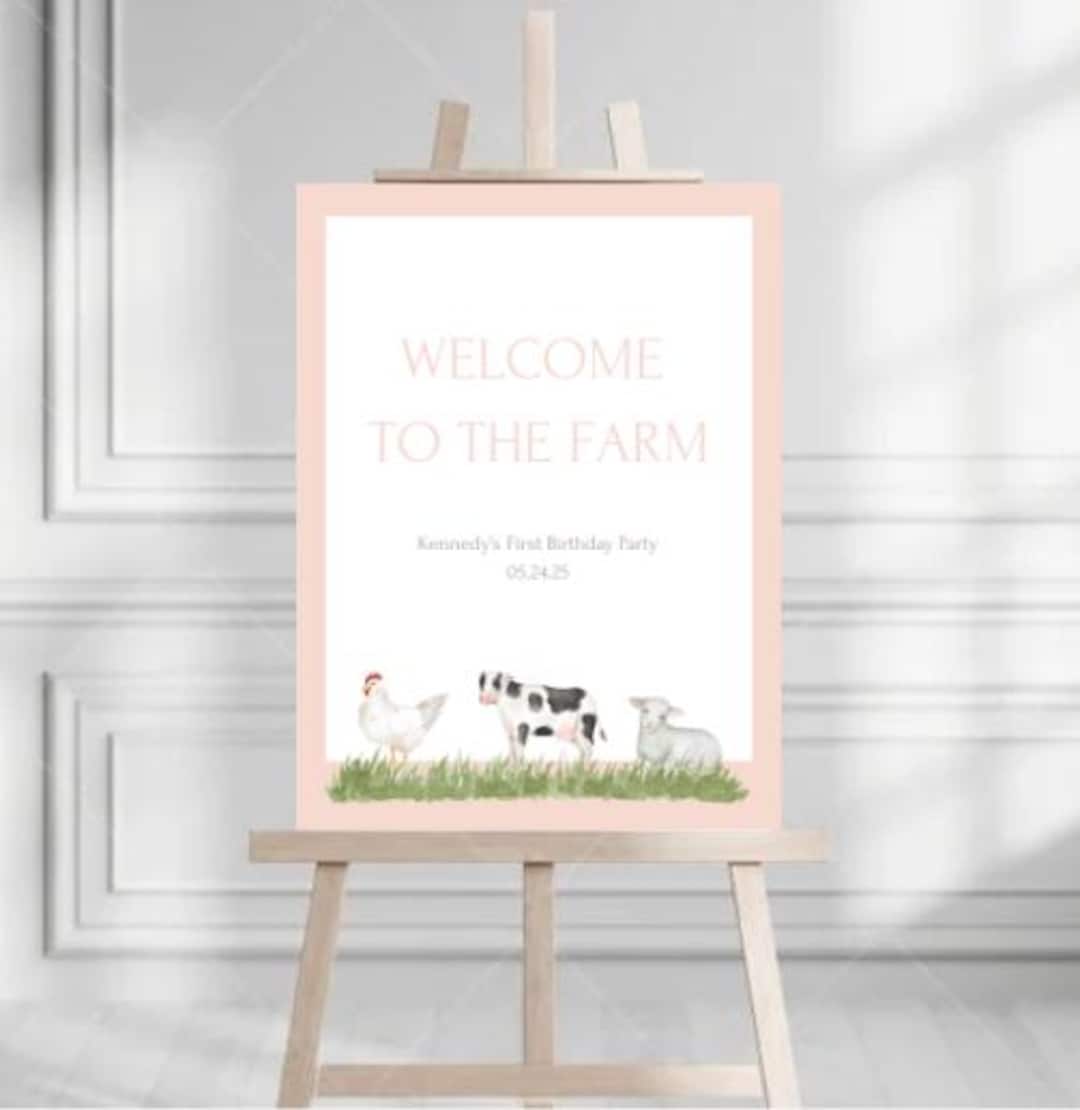 Oink Baa Moo Farm Theme Birthday Party 18x24 Welcome Sign | 2nd ...