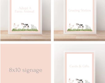 Oink Baa Moo Farm Theme Birthday Party 8x10 Signage | 2nd Birthday Party | Instant Edit and Download