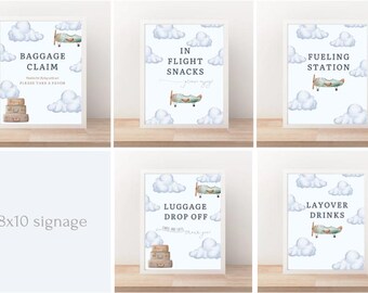 Oh How Time Flies First Birthday Party 8x10 Signage | 1st Birthday Party Signs | Airplane Party Invitation | Instant Edit and Download
