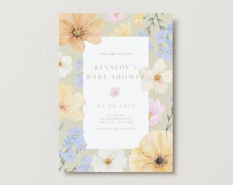 Garden Party Baby Shower Invitation | Instant Edit and Download