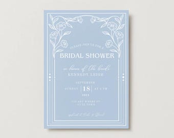 Blue Bridal Shower Invitation | Instant Edit and Download