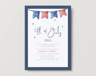 Fourth of July BBQ Invitation | 4th of July Invitation | Instant Edit and Download