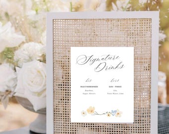 Floral Watercolor Wedding 5x7 Signage | Wedding Sign | Includes 5 Signs | Editable Canva Template | Instant Edit and Download