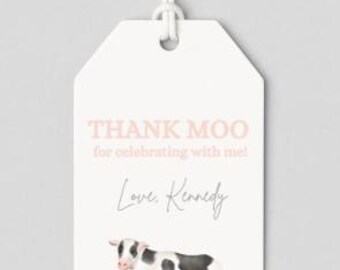 Oink Baa Moo Farm Theme Birthday Party Favor Gift Tags | 2nd Birthday Party | Instant Edit and Download