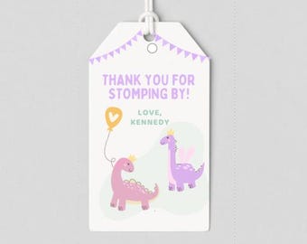 3 Rex Dinosaur Theme Birthday Party Favor Gift Tags | 3rd Birthday Party | Instant Edit and Download
